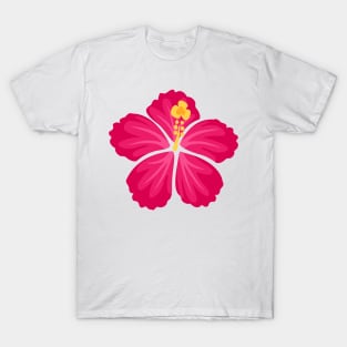 Pink Hand Drawn Hibiscus Flower T-Shirt